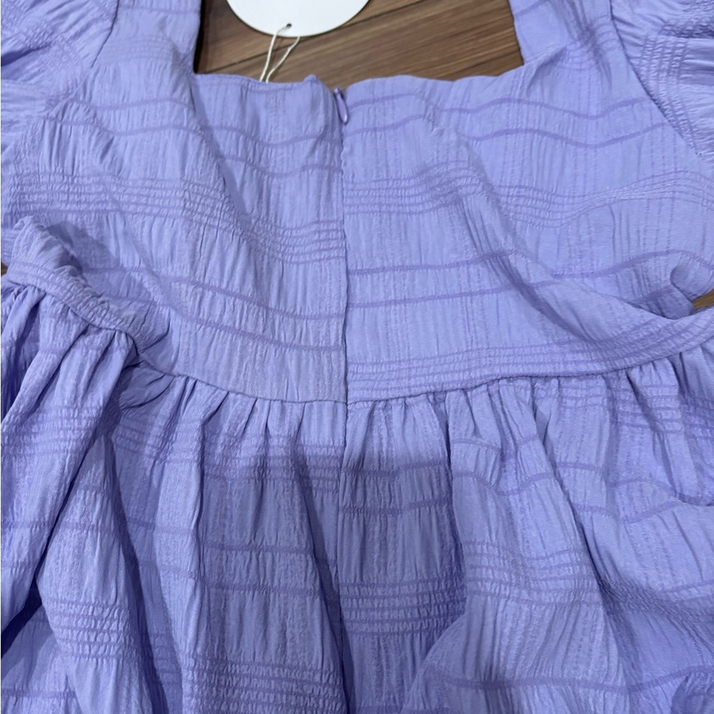 Light Purple Puff Sleeve Mini Dress - Picture 4 of 4